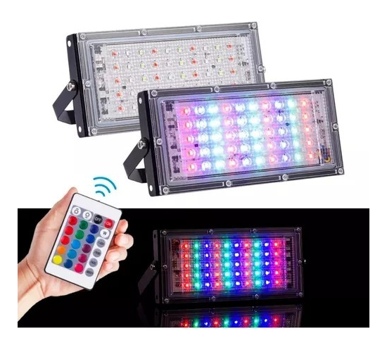 Reflector Foco Led Multicolor 100w C/control Con Interruptor - Imagen 2