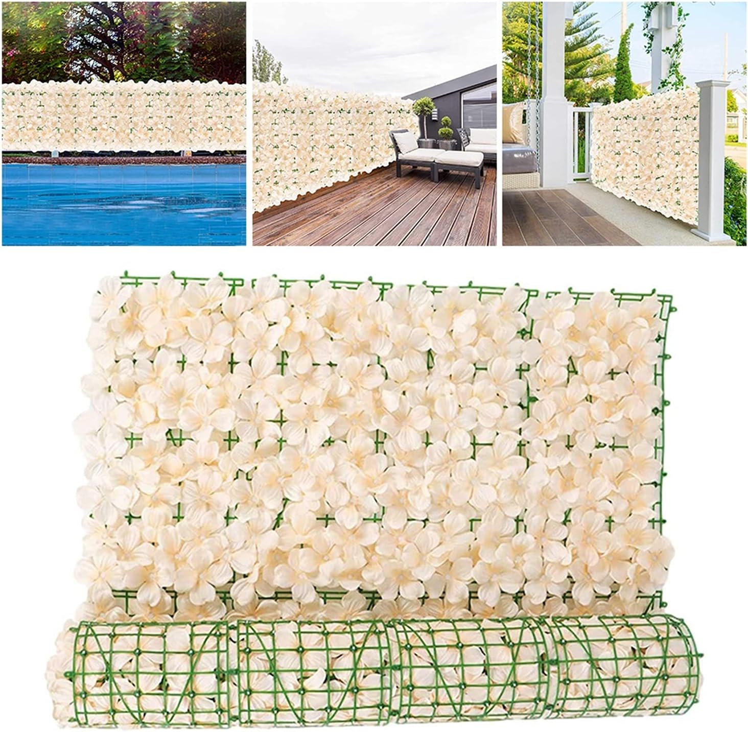 Planta Artificial En Rollo 3x1m Flores Enredadera Cerco - Imagen 3