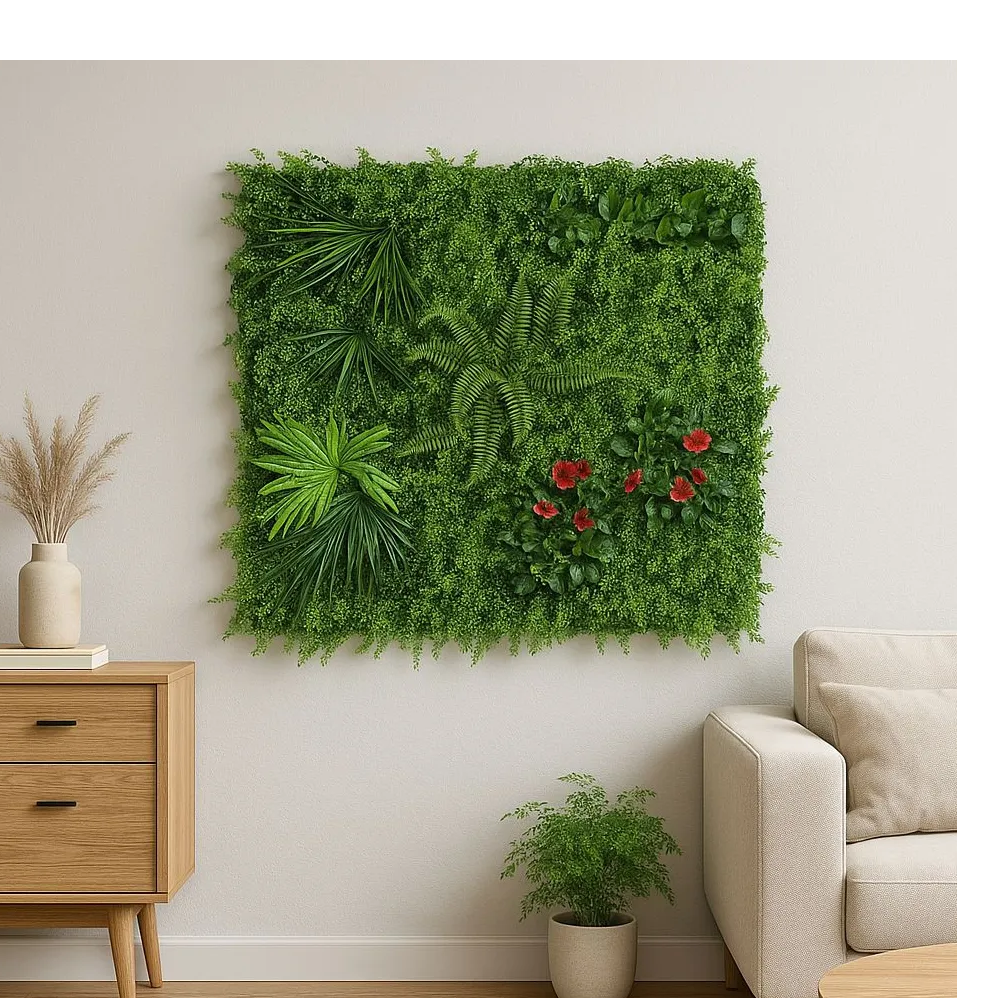 Jardín Vertical Tropical 1x1m Planta Artificial Con Flores - Imagen 2