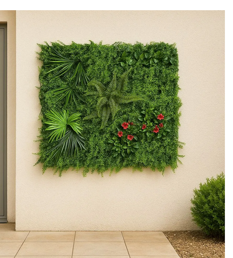 Jardín Vertical Tropical 1x1m Planta Artificial Con Flores - Imagen 3