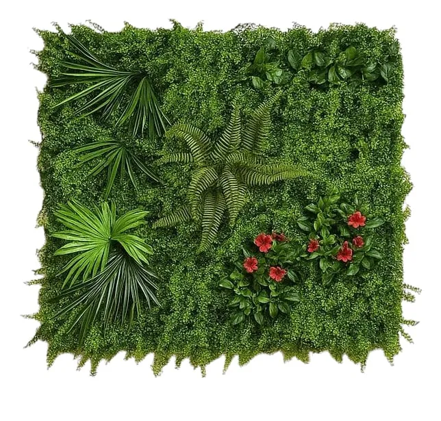 Jardín Vertical Tropical 1x1m Planta Artificial Con Flores