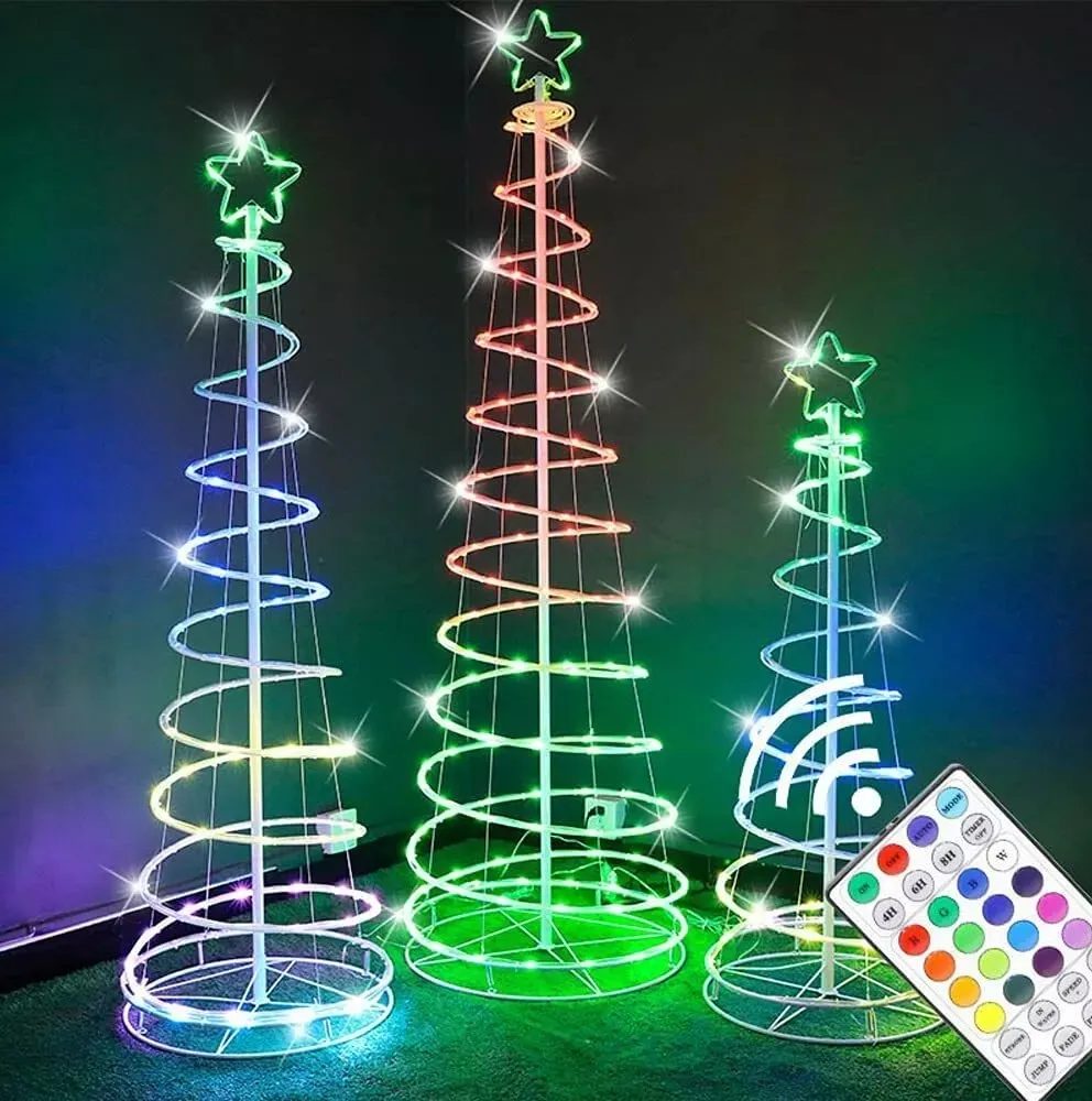 Árbol De Navidad En Espiral Luces Led Multicolor