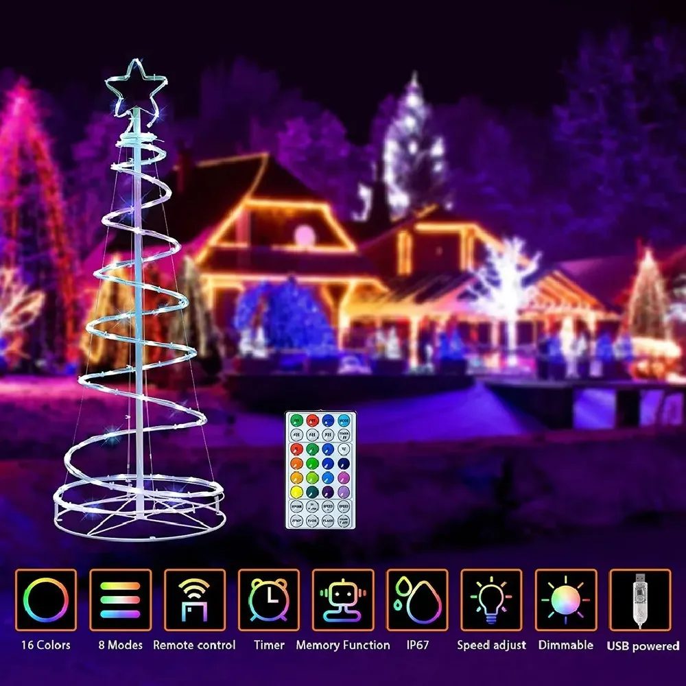 Árbol De Navidad En Espiral Luces Led Multicolor - Imagen 3