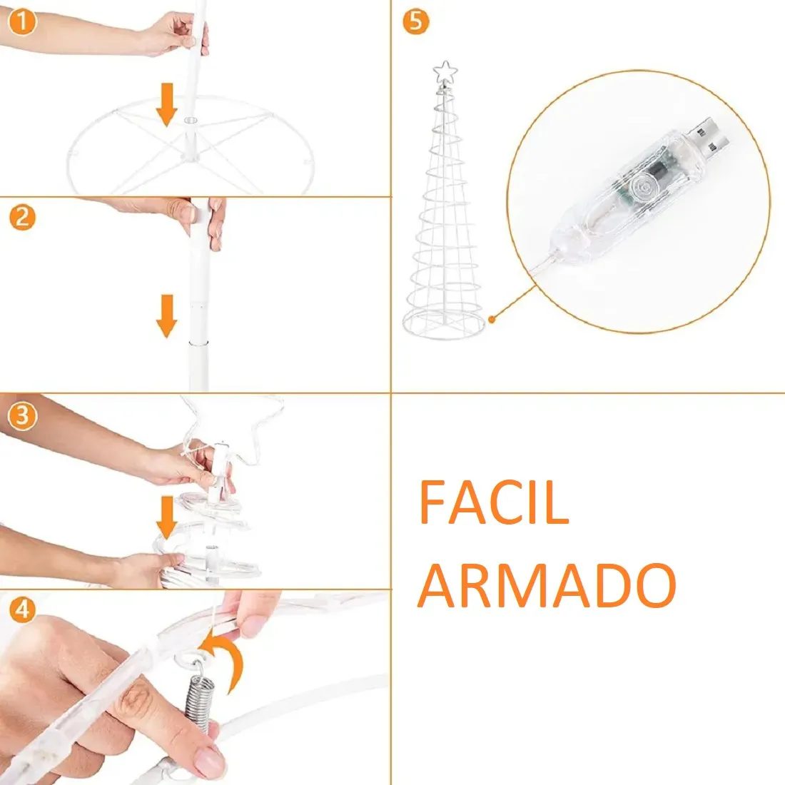 Árbol De Navidad En Espiral Luces Led Multicolor - Imagen 6