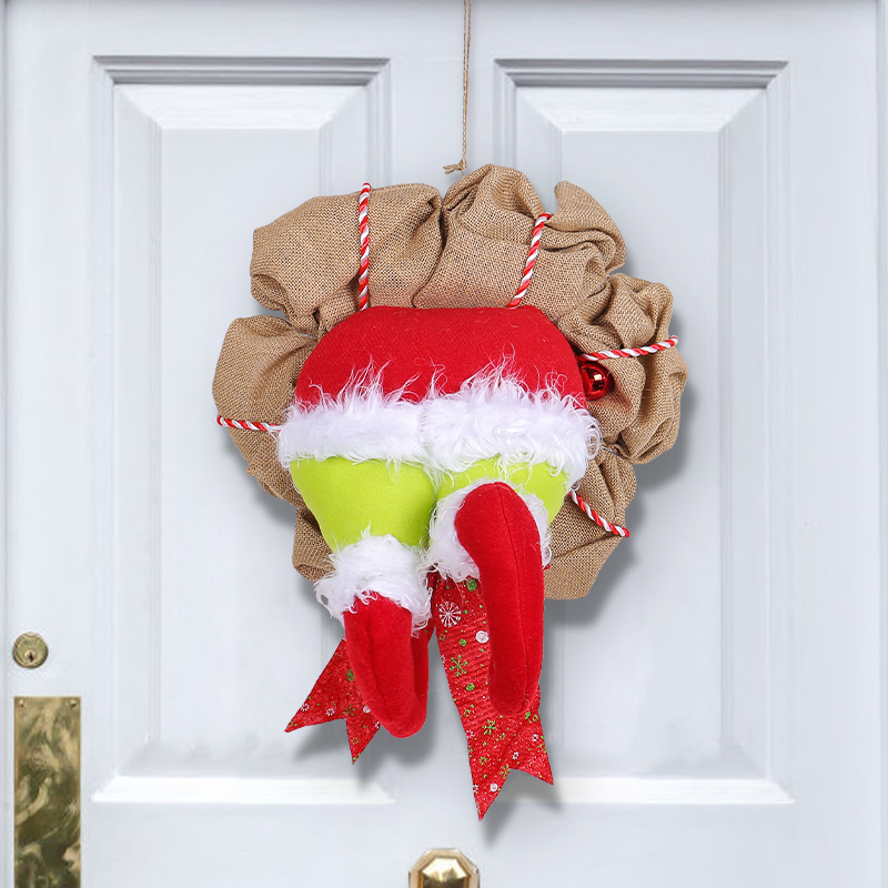 Adorno Corona Navideña Para Puerta Con Patas De Grinch - Imagen 4