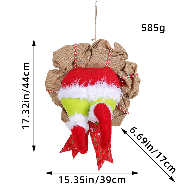 Adorno Corona Navideña Para Puerta Con Patas De Grinch - Imagen 2